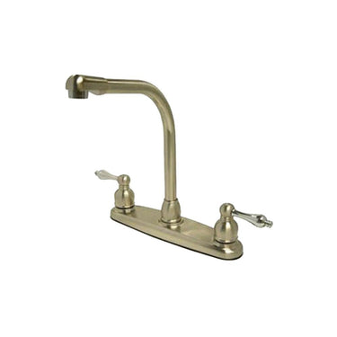 Kingston Brass Victorian High Arch with Lever Handles, Satin Nickel with Chrome Kitchen Faucet Kingston Brass